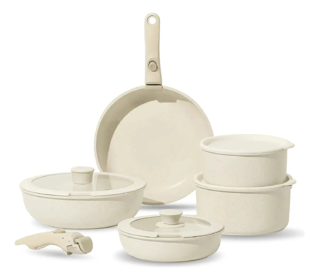 Batería De Cocina Ollas 17 Piezas Antiadherente Ceramica Granito Donnor