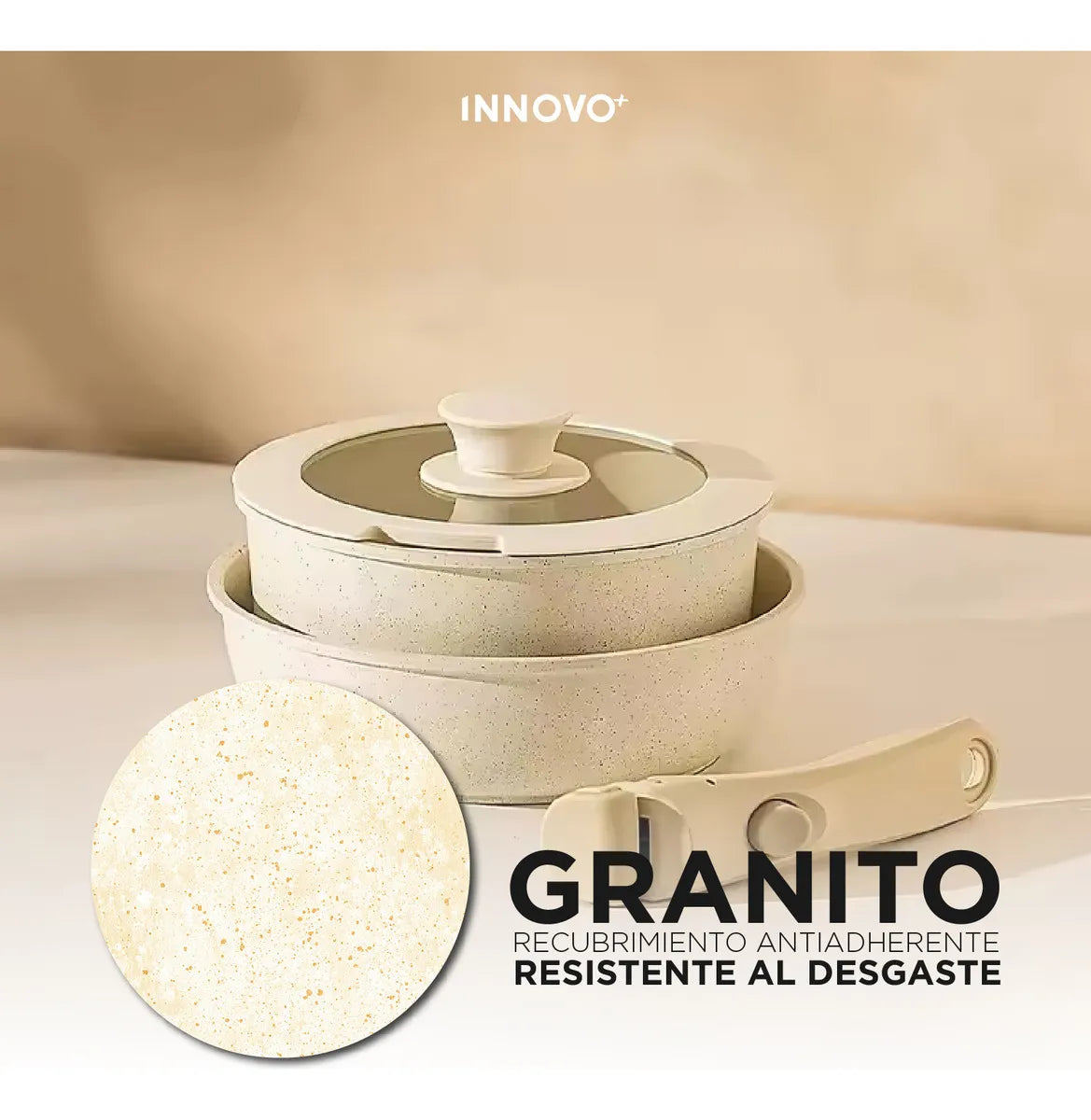 Batería De Cocina Ollas 17 Piezas Antiadherente Ceramica Granito Donnor