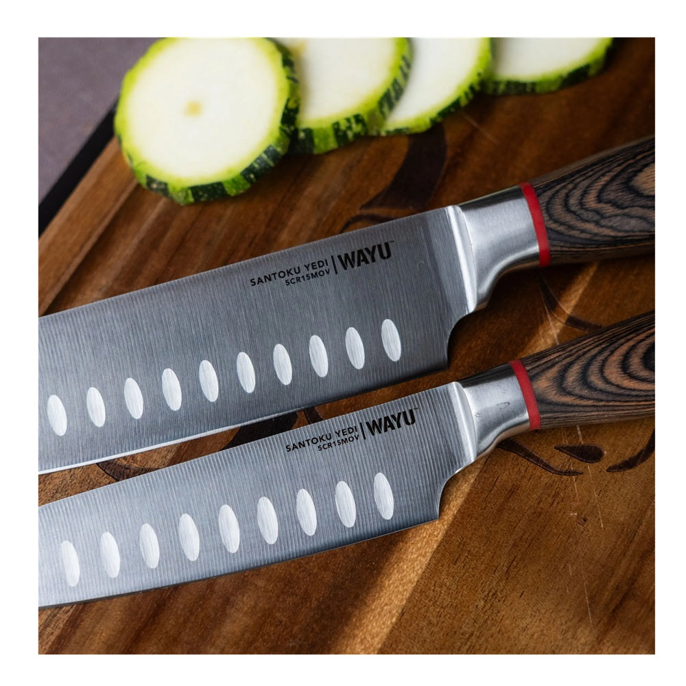 SET DE 2 CUCHILLOS SANTOKU YEDI WAYU